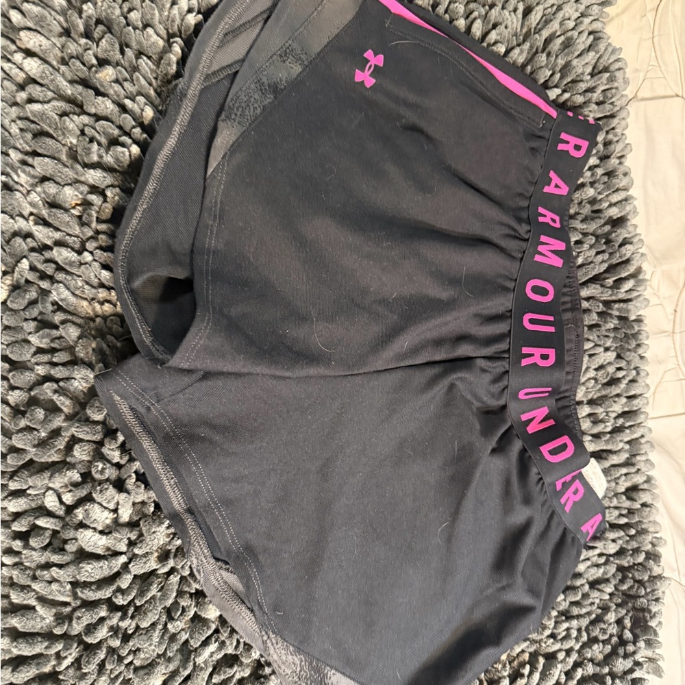 Under Armour Women's Black and Pink Shorts